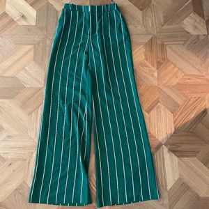HM green and white stripes wide leg trousers